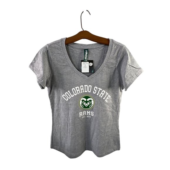 Ouray Essential Short Sleeve Deep V-Neck Tee Womens M Colorado State Rams Gray - Picture 1 of 9